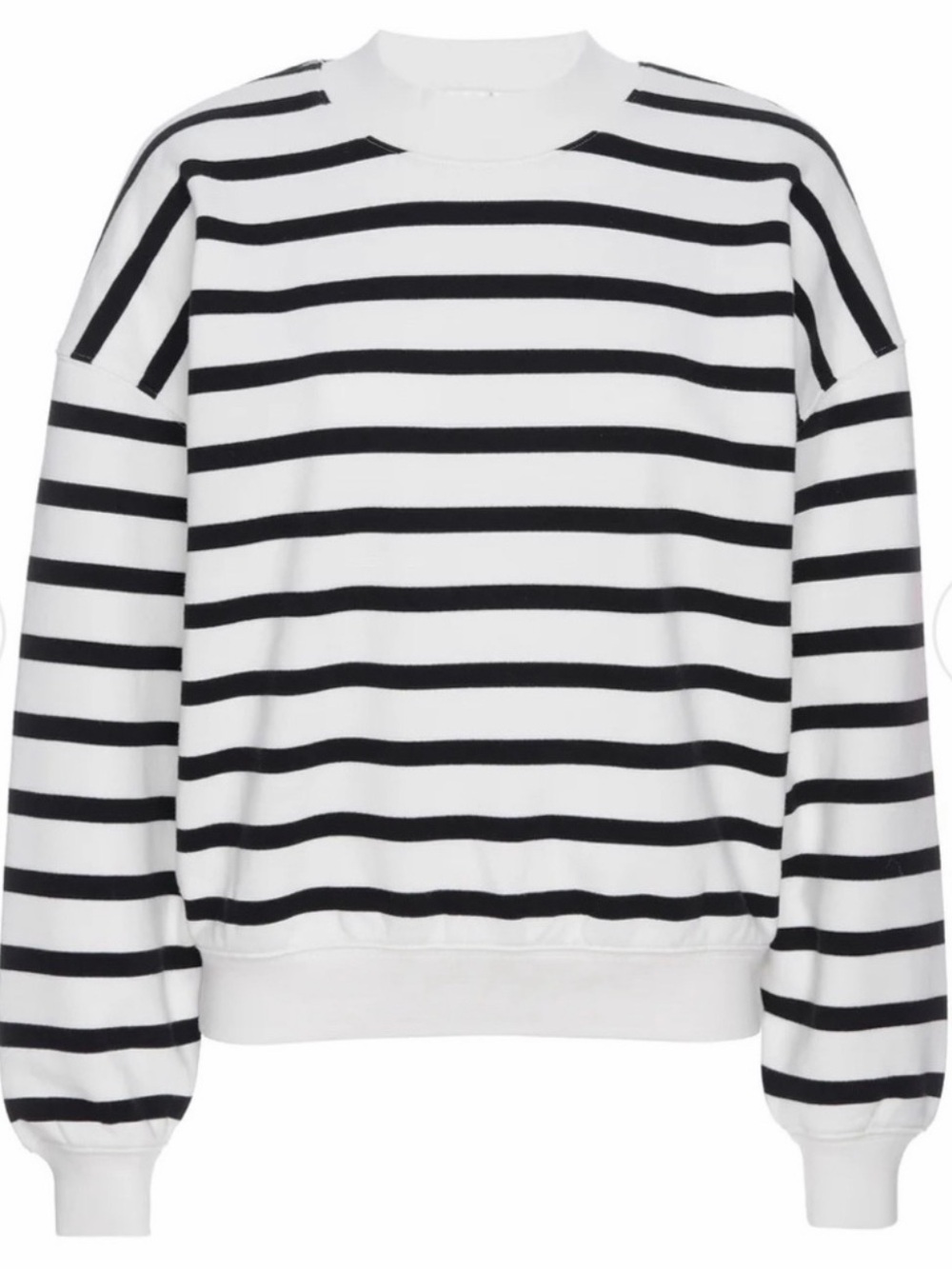 Frame Classic Black & White Striped Crewneck Sweatshirt
